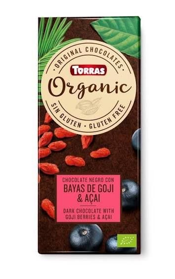 Шоколад Organic 720 Torras з ягодами годжі і асаї 100г